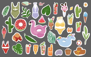 Summertime vector Stickers collection hand drawn