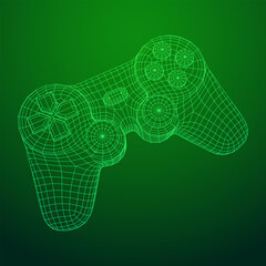 Game controller or gamepad for videogames. Wireframe low poly mesh © newb1