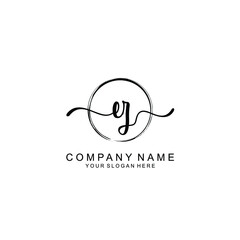 EZ Initials handwritten minimalistic logo template vector