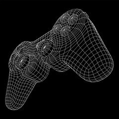 Game controller or gamepad for videogames. Wireframe low poly mesh © newb1