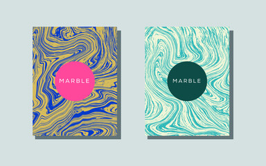 Abstract fluid marble texture. Liquid dynamic gradient waves. Colorful abstract background. Modern covers set. Vector illustration.