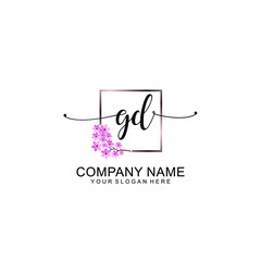 GD Initials handwritten minimalistic logo template vector
