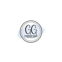 GG Initials handwritten minimalistic logo template vector