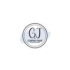 GJ Initials handwritten minimalistic logo template vector