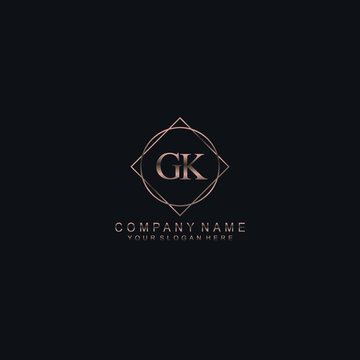 GK Initials handwritten minimalistic logo template vector