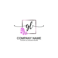 GL Initials handwritten minimalistic logo template vector