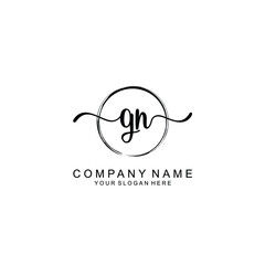 GN Initials handwritten minimalistic logo template vector