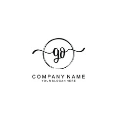 GO Initials handwritten minimalistic logo template vector