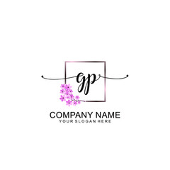 GP Initials handwritten minimalistic logo template vector