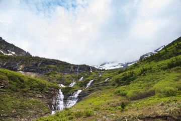 Waterfall at Glacier National Park, Montana, USA 