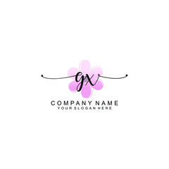 GX Initials handwritten minimalistic logo template vector