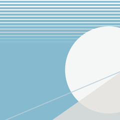 Moon geometric aesthetic background in winter blue