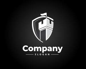 castle shield secure protection logo design illustration © syafart