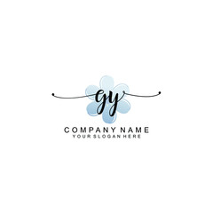 GY Initials handwritten minimalistic logo template vector