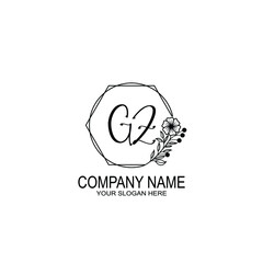 GZ Initials handwritten minimalistic logo template vector