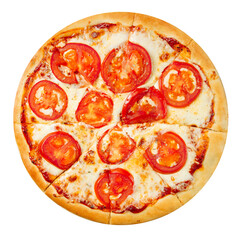 Isolated margherita tomato neopolitan pizza on the white background