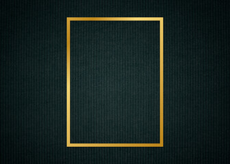 Gold rectangle frame on a dark fabric textured background