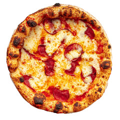 Isolated pepeproni neopolitan pizza on the white background
