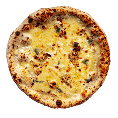 Isolated four cheese neopolitan pizza on the white background