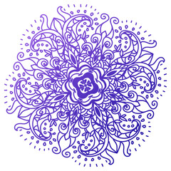 Hand drawn round mandala, isolated on white, vector illustration