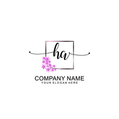 HA Initials handwritten minimalistic logo template vector