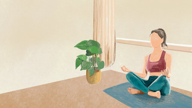 Yoga and relaxation wallpaper color pencil illustration