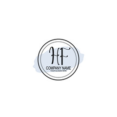 HF Initials handwritten minimalistic logo template vector