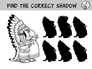 Indian chief. Find the correct shadow