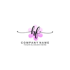 HF Initials handwritten minimalistic logo template vector