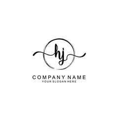 HJ Initials handwritten minimalistic logo template vector