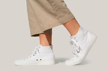 Basic white sneakers unisex streetwear fashion shoot - Powered by Adobe
