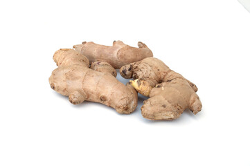 Ginger isolated on white background, (Zingiber officinale)