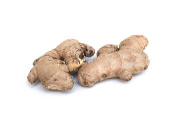 Ginger isolated on white background, (Zingiber officinale)