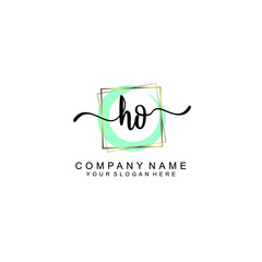 HO Initials handwritten minimalistic logo template vector