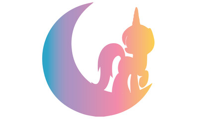 Cute unicorn moon
