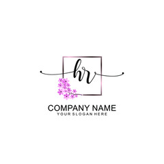 HR Initials handwritten minimalistic logo template vector