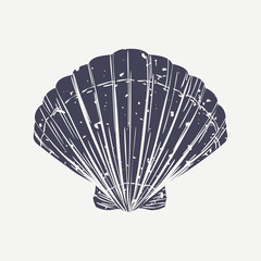 Muted navy seashell in cartoon illustration - obrazy, fototapety, plakaty