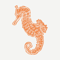 Orange seahorse in cartoon illustration © Rawpixel.com