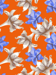 Colourful Seamless Pattern with tropic flowers.