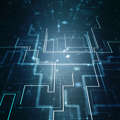 2d illustration Abstract futuristic electronic circuit technology background