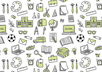 学校のイラスト_模様_シームレス05