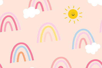 Rainbow background in cute pastel orange pattern
