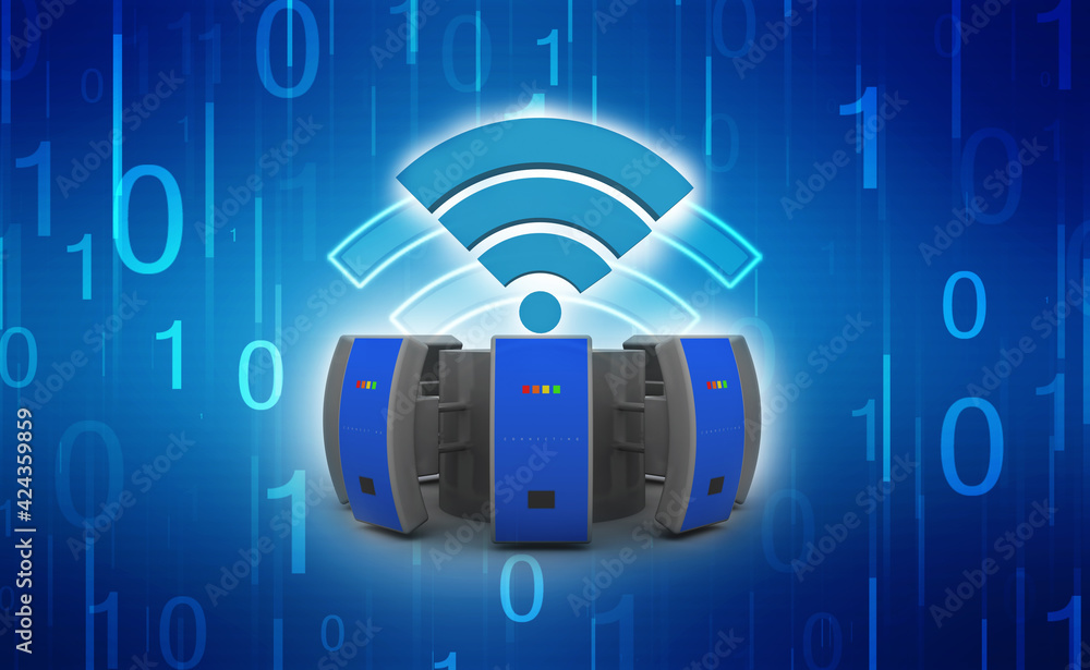 Poster 3d rendering wifi repeater booster
