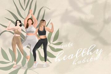 Motivational quote with create healthy habits