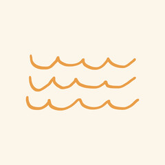 Obraz premium Summer ocean waves graphic cute doodle in orange
