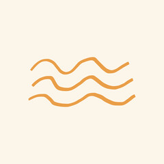 Summer ocean waves graphic cute doodle in orange