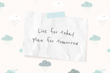 Cheerful quote with cute clouds doodle drawings banner