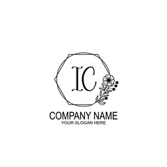 IC Initials handwritten minimalistic logo template vector