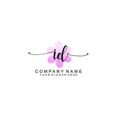 ID Initials handwritten minimalistic logo template vector