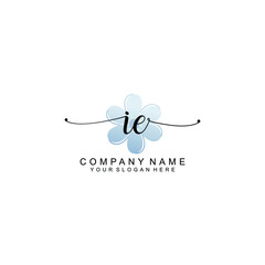 IE Initials handwritten minimalistic logo template vector